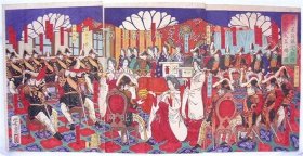 《锦绘 西南暴徒镇定凯阵之将校天杯ヲ赐フ图》芳景，1册；（錦絵 西南暴徒鎮定凱陣之将校天杯ヲ賜フ図）