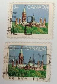 CANADA 34  邮票【盖销票2枚合售】