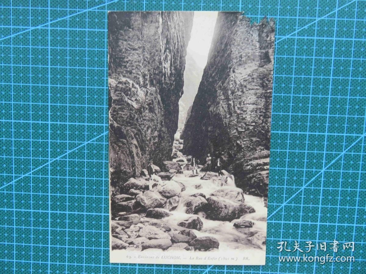 51560.欧洲百年黑白（一线天溪）明信片-手账收藏手写英文旅游风景历史邮政明信片