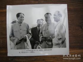 罕见超大尺寸毛主席老照片：1955年，毛泽东、朱德在北京机场欢送越南胡志明、黄文欢