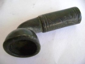 清代时期老物件，老白铜雕花烟锅