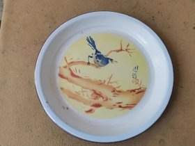 六七十年代搪瓷茶盘，徐悲鸿花鸟图