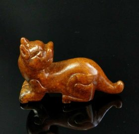 23_黄龙玉瑞兽摆件，品相保存完好