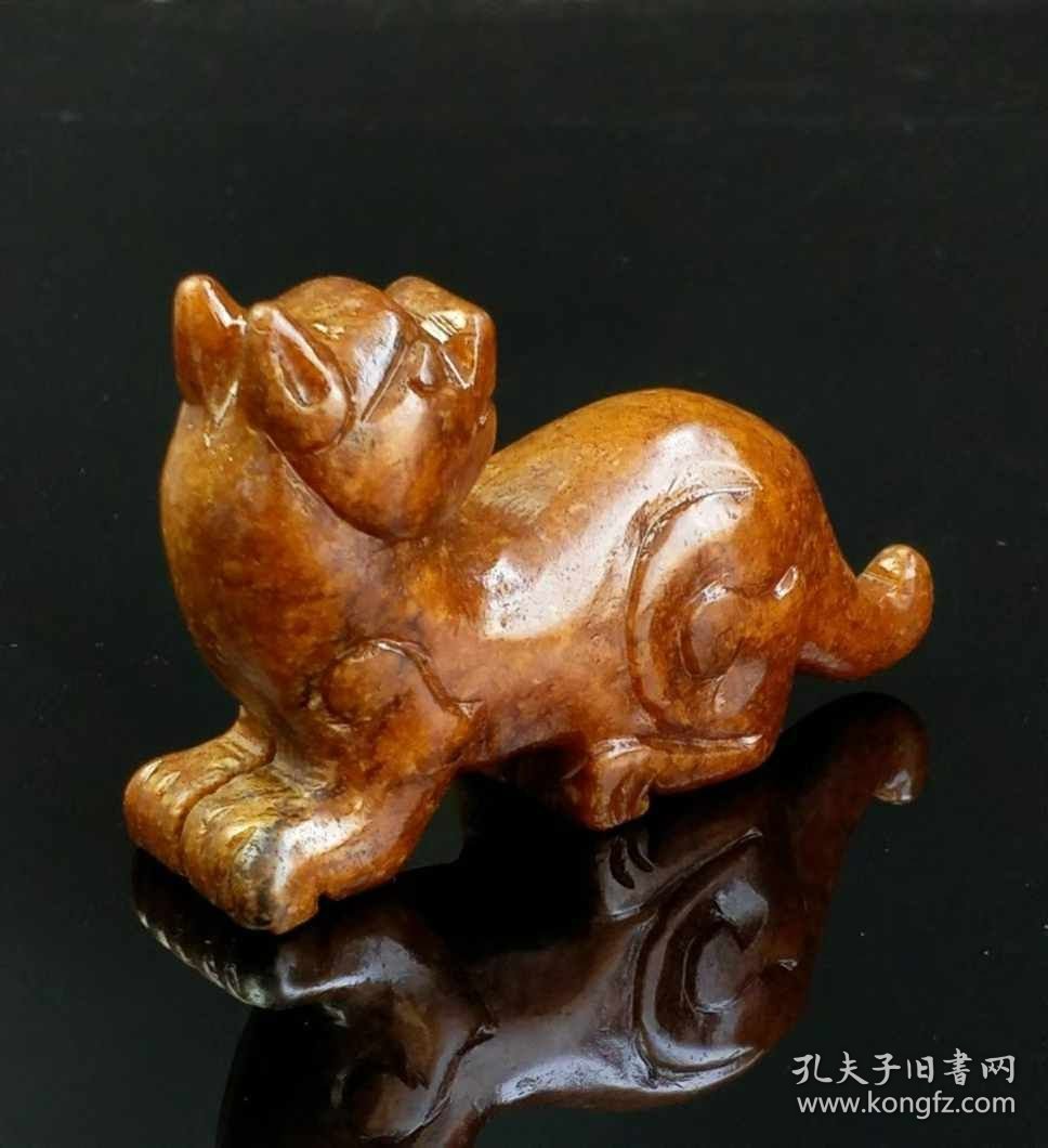 23_黄龙玉瑞兽摆件，品相保存完好
