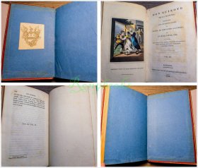 《堂吉诃德》塞万提斯，四册全，私人定制手工上色插图本，1819，唐吉诃德&堂吉柯德《Don Quixote de la Mancha》, Fine Binding, 4 vols, By Miguel de Cervantès Saavedra, Translated by Charles Jarvis, Hand-colored aquatint plates