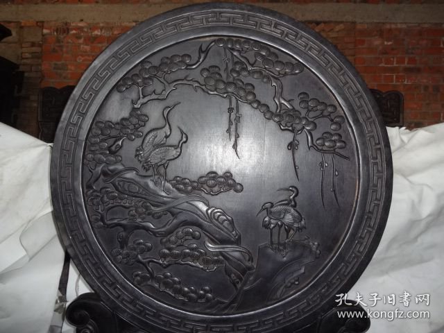 紫檀木松鹤延年插屏