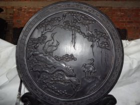 紫檀木松鹤延年插屏