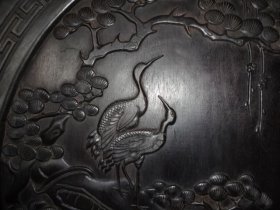 紫檀木松鹤延年插屏