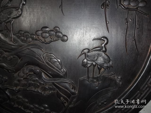 紫檀木松鹤延年插屏