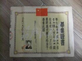 1955年【衡阳铁路职工子弟第一中学】毕业证书    原照片    见图