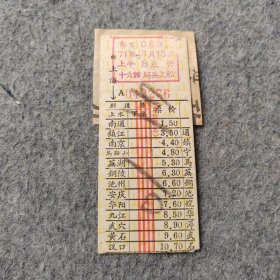 七十年代旧船票2张：1971年 上海-汉口