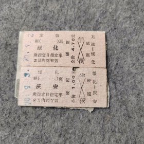 七十年代老火车票2张：1970年龙镇-绥化