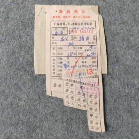 老车票船票：1972年广东省铁、公、水联运代用客票 2张