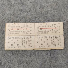 七十年代老火车票4张：1972年北京-桂林