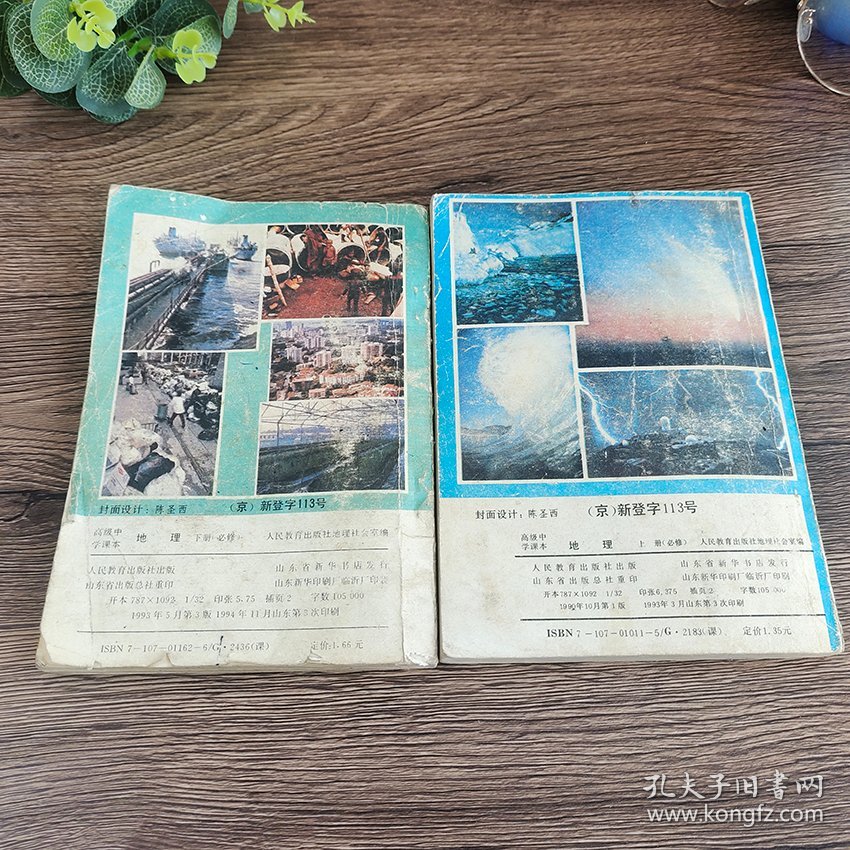 90 九十年代老版高中地理课本， 人民教育出版社 高级中学课本 地理 上下册 正版不缺页 95-2001年印
