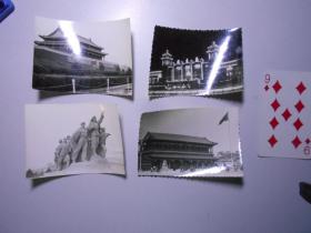 老照片：《七十年代初北京风光》4张（天安门、中南海、北京站夜景、展览馆雕塑）