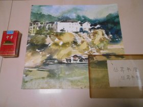 水彩画《江岸》（佚名 画）