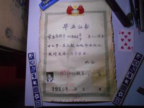 天津市第三十中学 1956年 初中女生 毕业证书