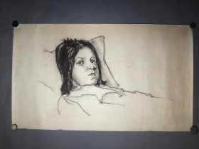 乌克兰少女 素描一张 水粉画一张少女图 二张合售 【保真】 优惠价