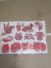 民间实物精美手工剪纸一张 动物 人物 56*41CM