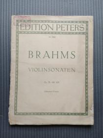 老乐谱：Brahms: Violinsonaten Op 78, 100 & 108  约翰内斯·勃拉姆斯 小提琴奏鸣曲集