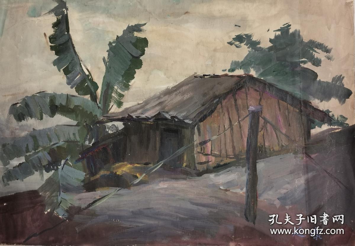 钱延康 (1913—1999)  八十年代手绘水粉画 风景