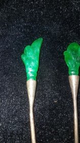 银嵌绿翡翠发簪