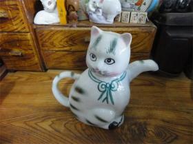 上世纪60-70年代大号猫咪造型猫壶茶壶瓷壶民俗怀旧老物品。