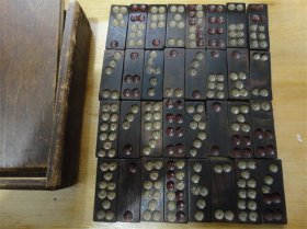 民国时期纯手工木质天九牌老牌九一套32张全民俗老物品。