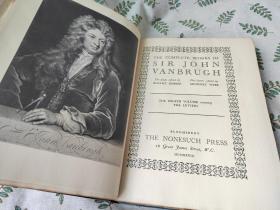 【限量版 通篇水印纸印刷】The Complete Works of Sir John Vanbrugh    /  约翰·范布鲁全集  4卷全  （英文原版  16开大开本 毛边本未裁 精装本   检索英国剧作家建筑家约翰凡布鲁约翰范布鲁范布勒爵士巴洛克The Nonesuch Press典范出版社限定版老书古董书英语）