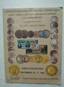 UNITED STATES GOLD, SILVER AND COPPER COINS.EARLY AMERICAN AND CANADIAN COPPERS U.S. PAPER MONEY美国早期的金银铜币拍卖图录