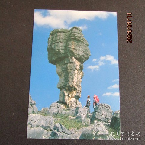80年代 香港版 路南石林-万年灵芝 明信片 可制极限片