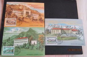 1985年列支敦士登发行 维舍尔堡等古堡 雕刻版邮票极限片3枚全
