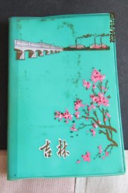 70年代《吉林》绿塑皮50开日记本 吉林市插图 有纪念章内页新无字