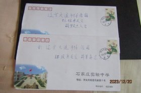 2006年河北无极 “芙蓉花”邮资实寄封2枚合售