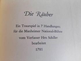 罕见德国原版印制戏剧论著“席勒的强盗”《SCHILLERS RÄUBER》