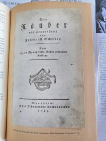 罕见德国原版印制戏剧论著“席勒的强盗”《SCHILLERS RÄUBER》