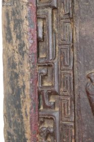 140_博古图花板,楠木材质,立体雕刻书案、古籍、笔筒、卷轴画周围雕刻螭龙纹饰,老大漆,朱红疙瘩漆,包浆老辣,保存完好,尺寸如图1