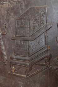 140_博古图花板,楠木材质,立体雕刻书案、古籍、笔筒、卷轴画周围雕刻螭龙纹饰,老大漆,朱红疙瘩漆,包浆老辣,保存完好,尺寸如图1