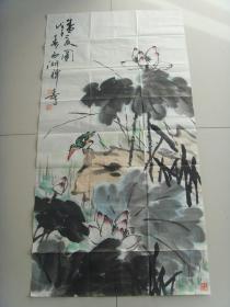 范世安(范士安/禅寿)：画：盛夏图（范世安，男，字禅寿，号水泊村人，西湖居士。1950年生于山东梁山。19年毕业于浙江美术学院（现中国美术学院）国画系。师承陆抑非、陆严少、沙孟海、舒传熹，芦坤峰，诸乐三、诸先生，后又赴北京拜李苦禅先生为师。现为国家一级美术师，中国美术家协会会员，中国书法家协会会员，山东画院高级画师，中都画院院长。）带简介《禅寿画集》