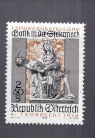 奥地利盖销邮票1枚； 哥特式艺术展。4x3cm。1975