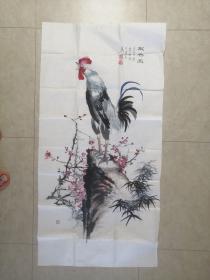 画家 朱海涛 画作一幅；报春图 、137 x 68 cm。