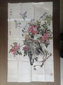 画家 朱海涛 画作一幅；十姐妹 、90x52 cm。