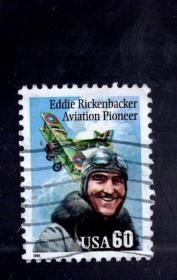 美国  盖销 邮票一枚；滑翔机飞行员。3x2.2cm。1995