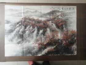 画家 高杏斋 画作 一幅；清霜    枫叶 。 98x68 cm。