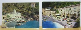 意大利原版风景明信片二张合售：圣弗鲁托索卡莫利（SAN FRUTTUOSO DI CAMOGLI 1961年）
