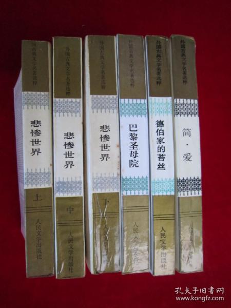 外国古典文学名著选粹（巴黎圣母院 、德伯家的苔丝、简爱、悲惨世界上中下）（共6本合售）（压膜本）