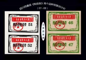 语录票：四川西昌县《购货券》两个品种双联合计价：（07-08）