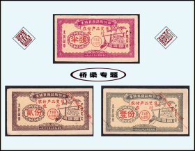 桥梁专题：江西丰城县1963年《商品购货券》全套三枚：后面干净（33-34）