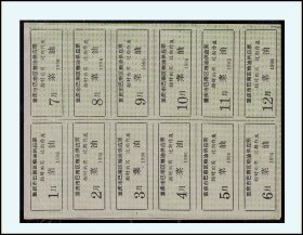 重庆市巴南区1996年《菜油票》全套12枚小版张：稀缺品种（19-20）。